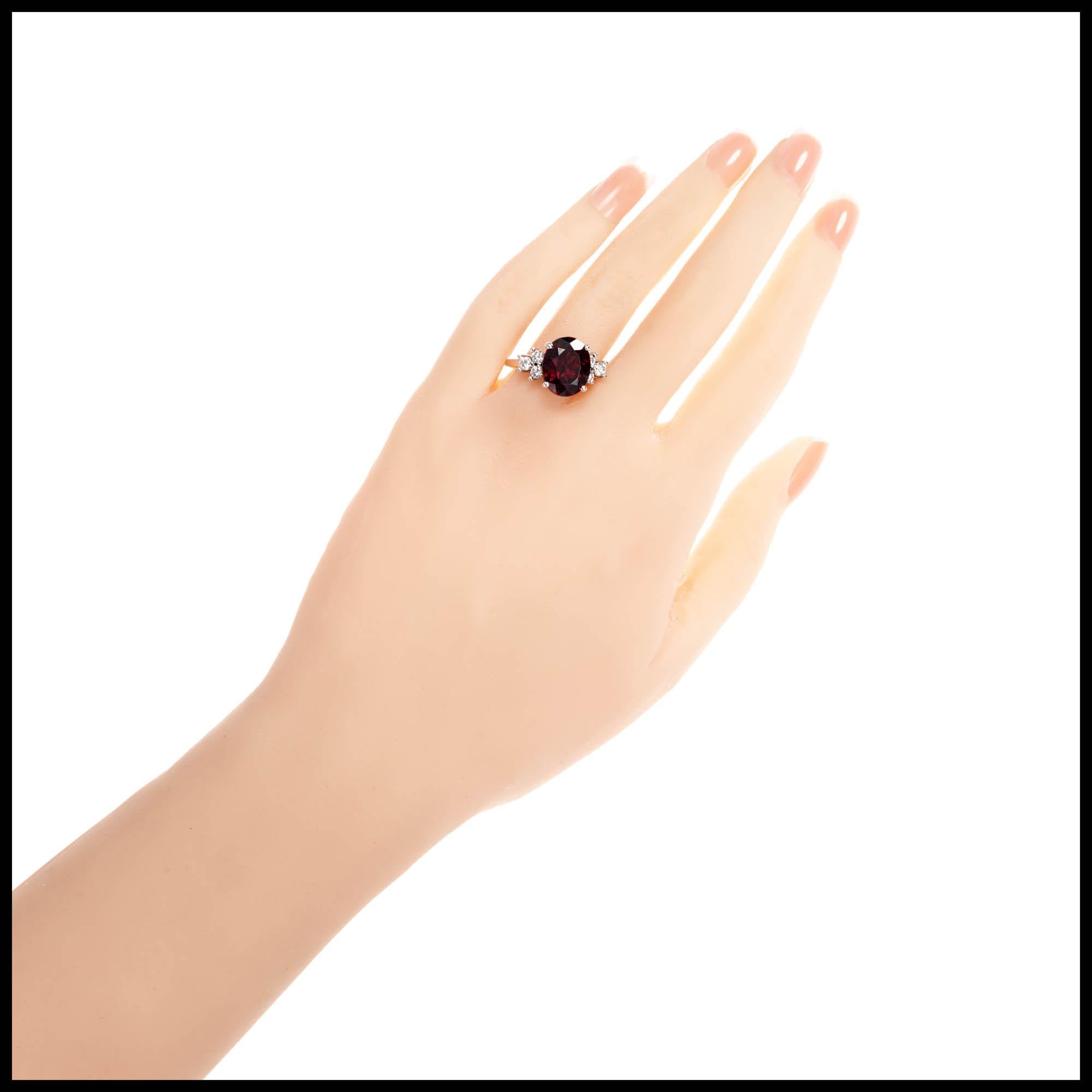 Women's GIA Certified 6.12 Carat Garnet Diamond White Gold Engagement Ring