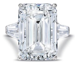 GIA Certified 6.13 Carat Emerald Cut Diamond Ring in Platinum