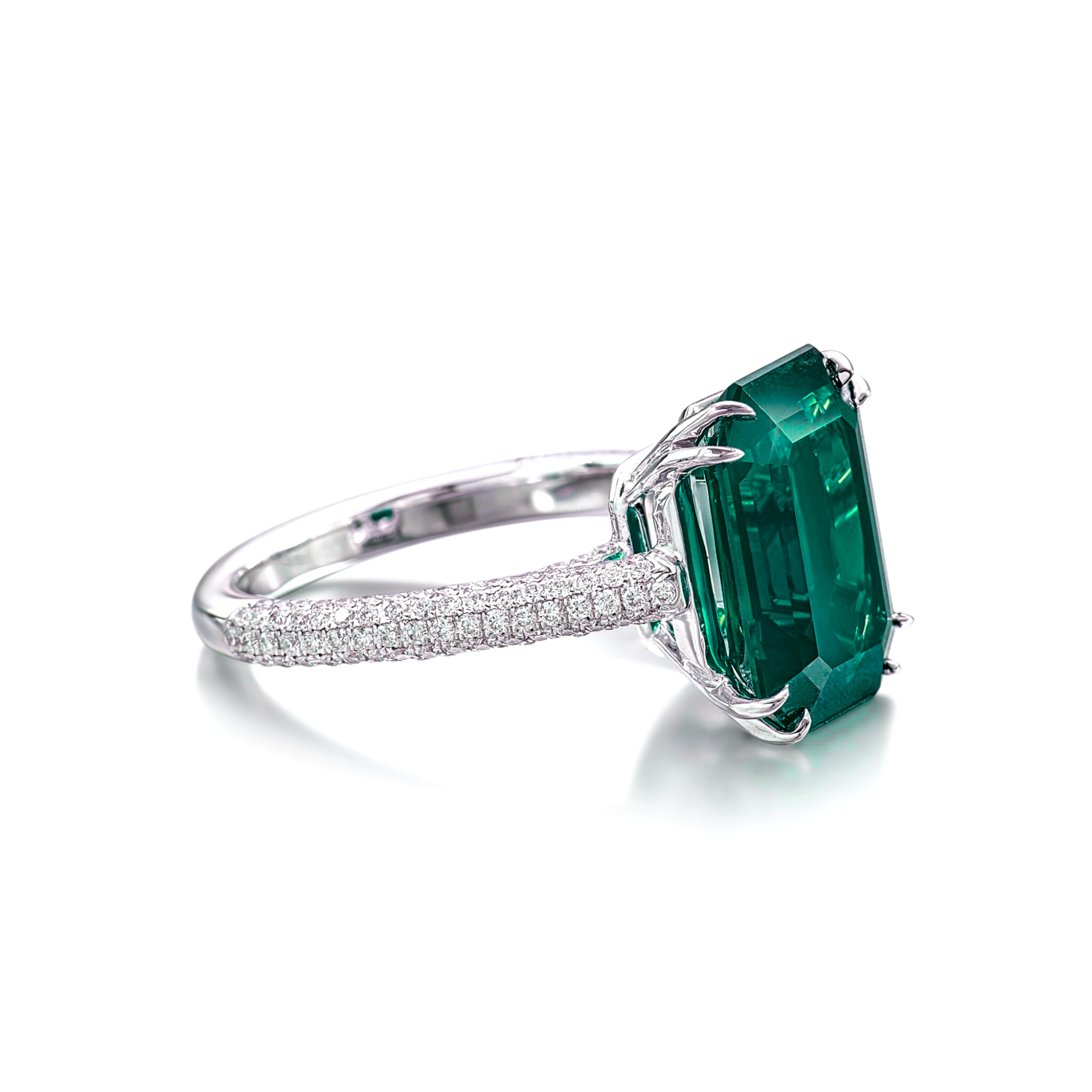 GIA zertifiziert 6,13 Karat natürlichen VIVID grünen Smaragd 18k Gold Ring (Zeitgenössisch) im Angebot