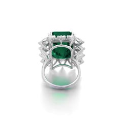 GIA Certified 6.14 Carat Vivid Green Emerald Diamond Ring
