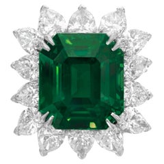 GIA-zertifizierter 6,14 Karat lebendiger grüner Smaragd-Diamantring