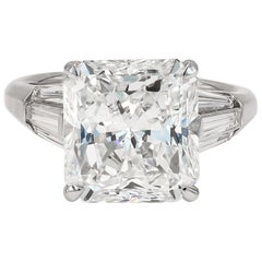 GIA Certified 6.14cts. Radiant Cut 
Tapered Baguette Diamond Ring in Platinum