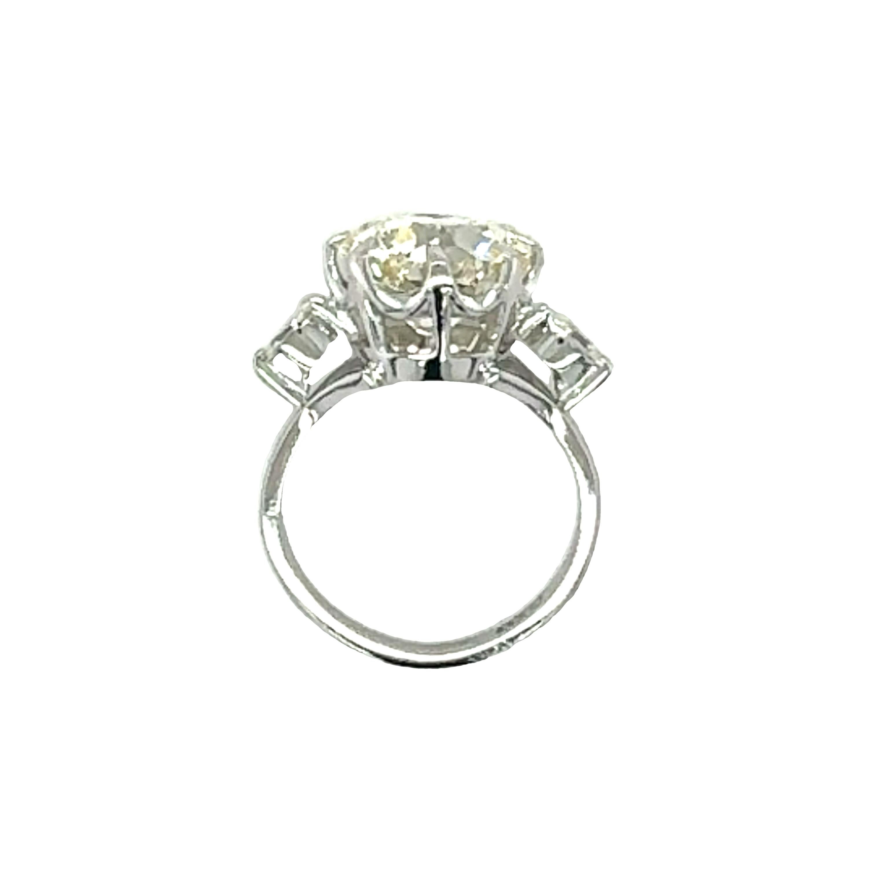 Women's GIA Certified 6.16 Carat Diamond Platinum Victorian Engagement Ring For Sale