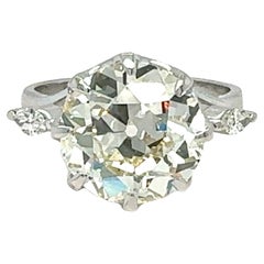 Bague de fiançailles victorienne en platine avec 6,16 carats de diamants certifiés GIA