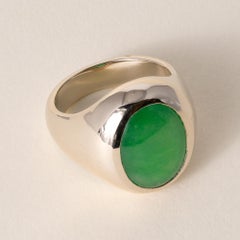 GIA Certified 6.17 Carat Jade No Treatment Bezel Set 18K Gold Vintage Ring