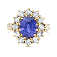 GIA Certified 6.17 Carats Oval Cut Color Change Sapphire & Diamond Cocktail Ring