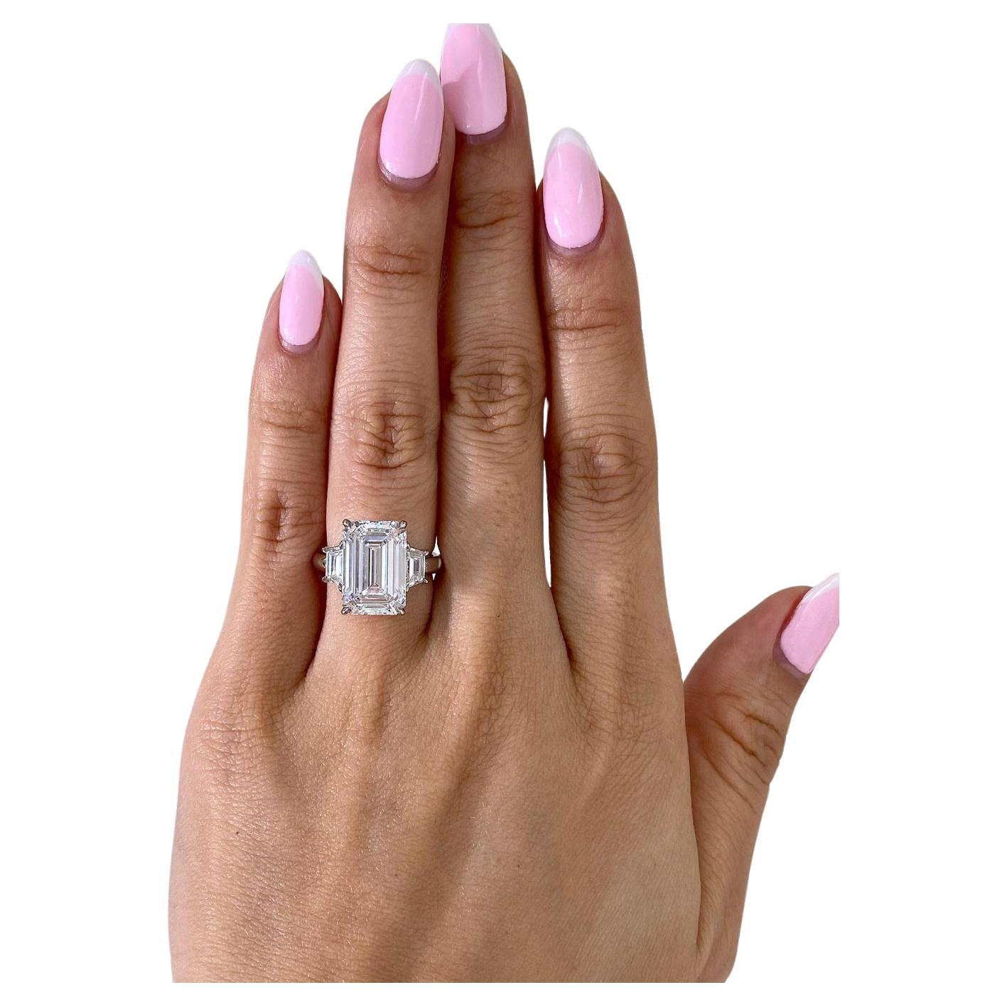 GIA Certified 6.18 Carat Emerald Cut Diamond Ring For Sale