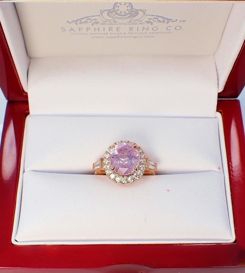 GIA Certified 6.18 ct Sapphire Ring, Unheated Ceylon Sapphire 18kt Rose Gold For Sale 4