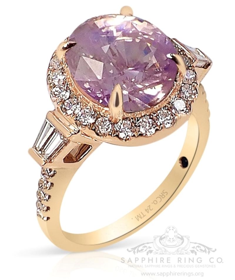 Modern GIA Certified 6.18 ct Sapphire Ring, Unheated Ceylon Sapphire 18kt Rose Gold For Sale