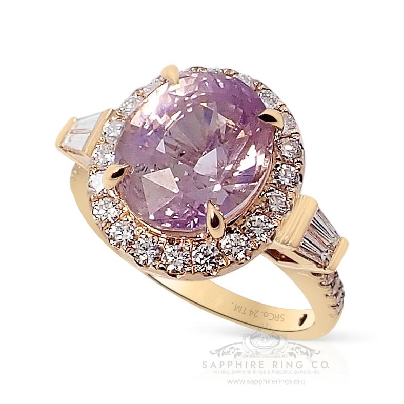 Oval Cut GIA Certified 6.18 ct Sapphire Ring, Unheated Ceylon Sapphire 18kt Rose Gold For Sale