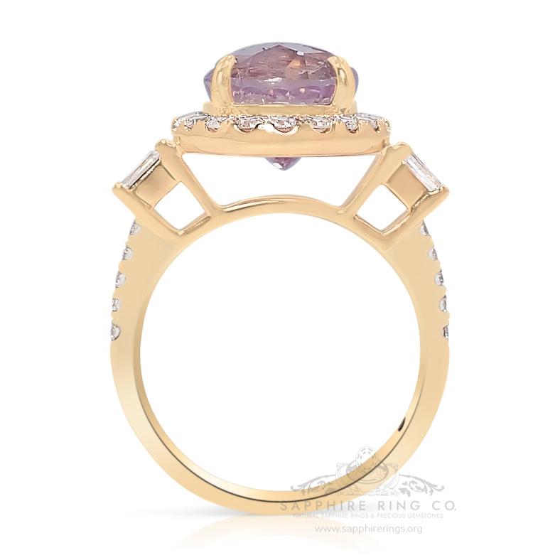 Women's or Men's GIA Certified 6.18 ct Sapphire Ring, Unheated Ceylon Sapphire 18kt Rose Gold For Sale