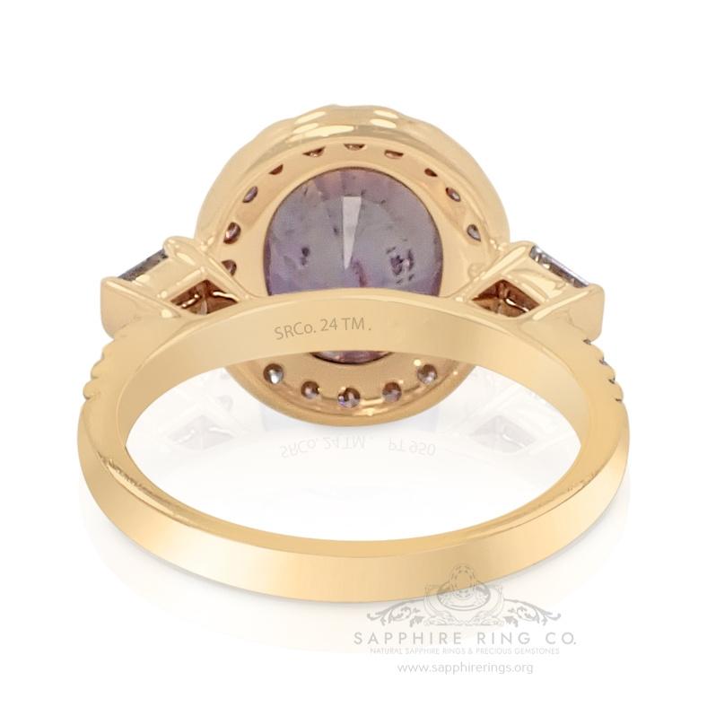 GIA Certified 6.18 ct Sapphire Ring, Unheated Ceylon Sapphire 18kt Rose Gold For Sale 1