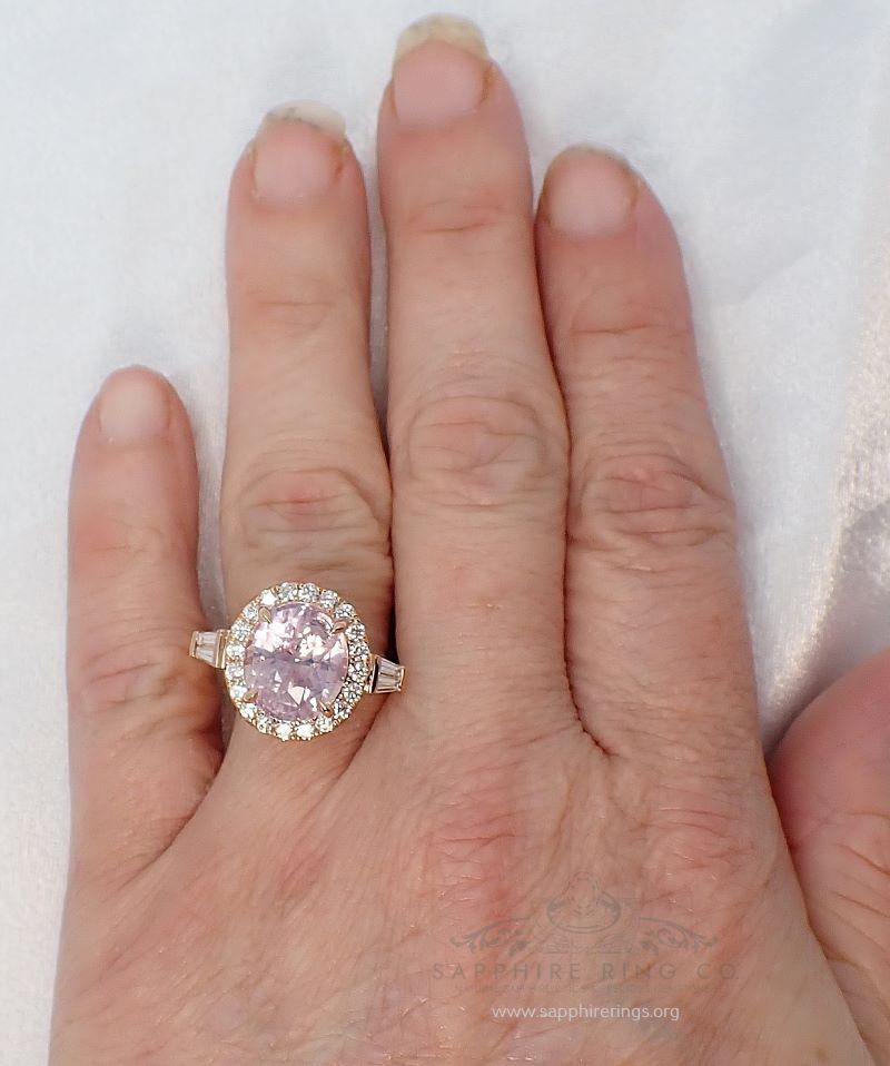 GIA Certified 6.18 ct Sapphire Ring, Unheated Ceylon Sapphire 18kt Rose Gold For Sale 2
