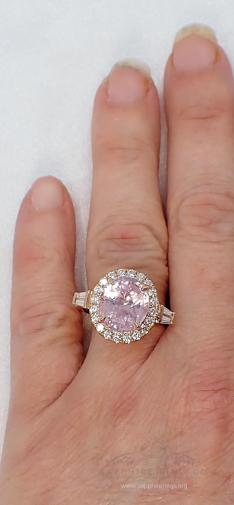 GIA Certified 6.18 ct Sapphire Ring, Unheated Ceylon Sapphire 18kt Rose Gold For Sale 3