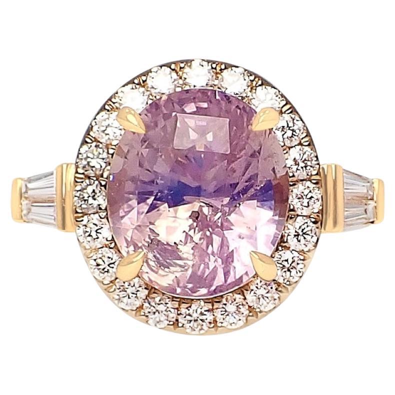 GIA Certified 6.18 ct Sapphire Ring, Unheated Ceylon Sapphire 18kt Rose Gold For Sale