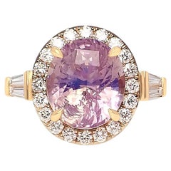 Anillo de zafiro certificado por el GIA de 6,18 ct, zafiro de Ceilán no calentado de oro rosa de 18 quilates