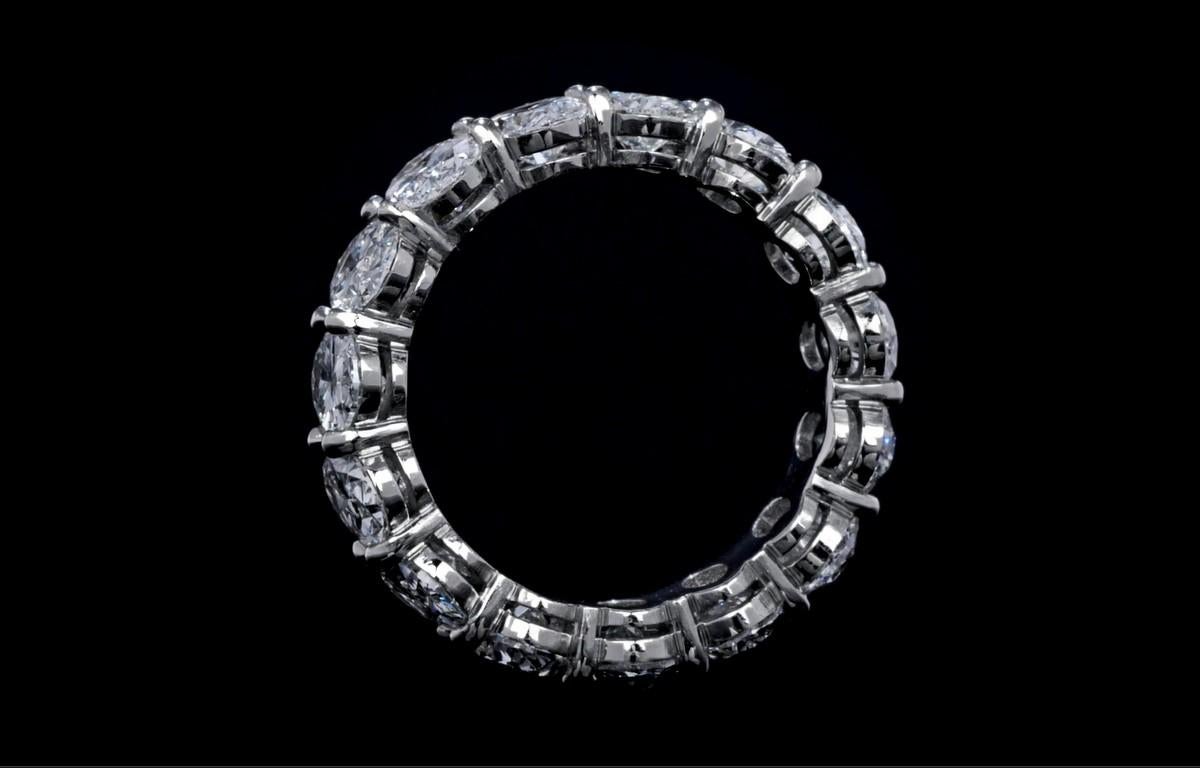Women's GIA  Certified 6.18 Ctw. Oval Cut Diamond Eternity Band in Platinum For Sale