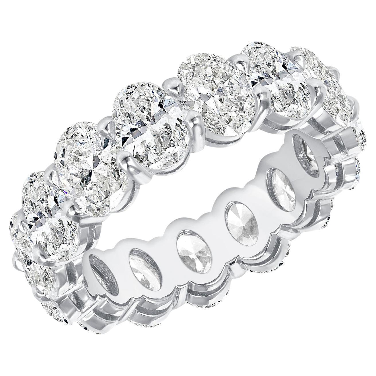 GIA  Certified 6.18 Ctw. Oval Cut Diamond Eternity Band in Platinum