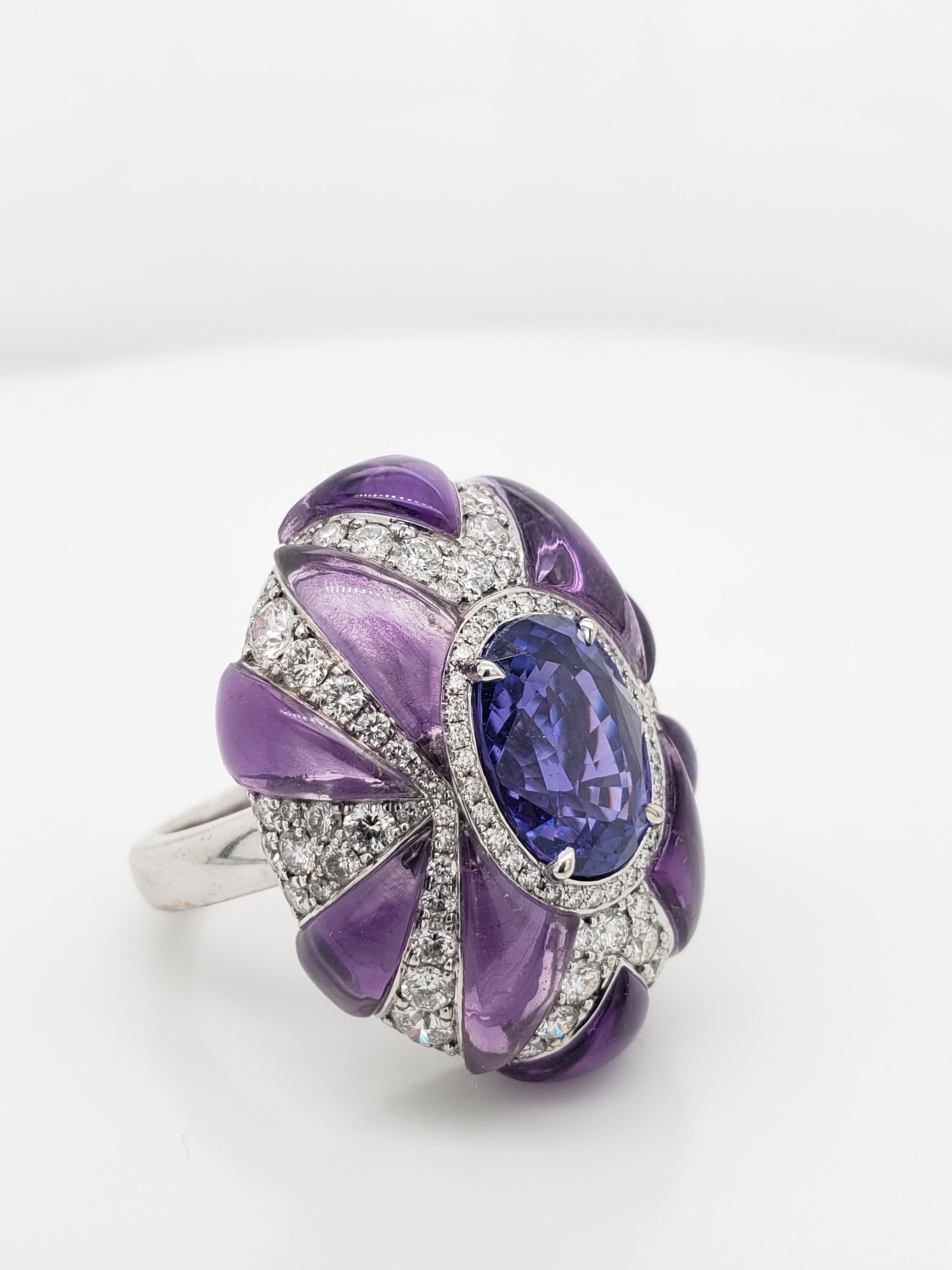 Contemporary GIA Certified 6.19 Blue-Purple 