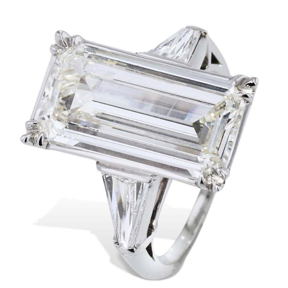 Art Deco GIA Certified 6.19 Carat Emerald Cut Diamond Platinum Ring