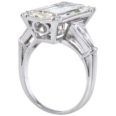 GIA Certified 6.19 Carat Emerald Cut Diamond Platinum Ring