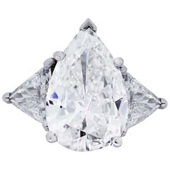GIA Certified 6.19 Carat Pear Shape Diamond Engagement Ring
