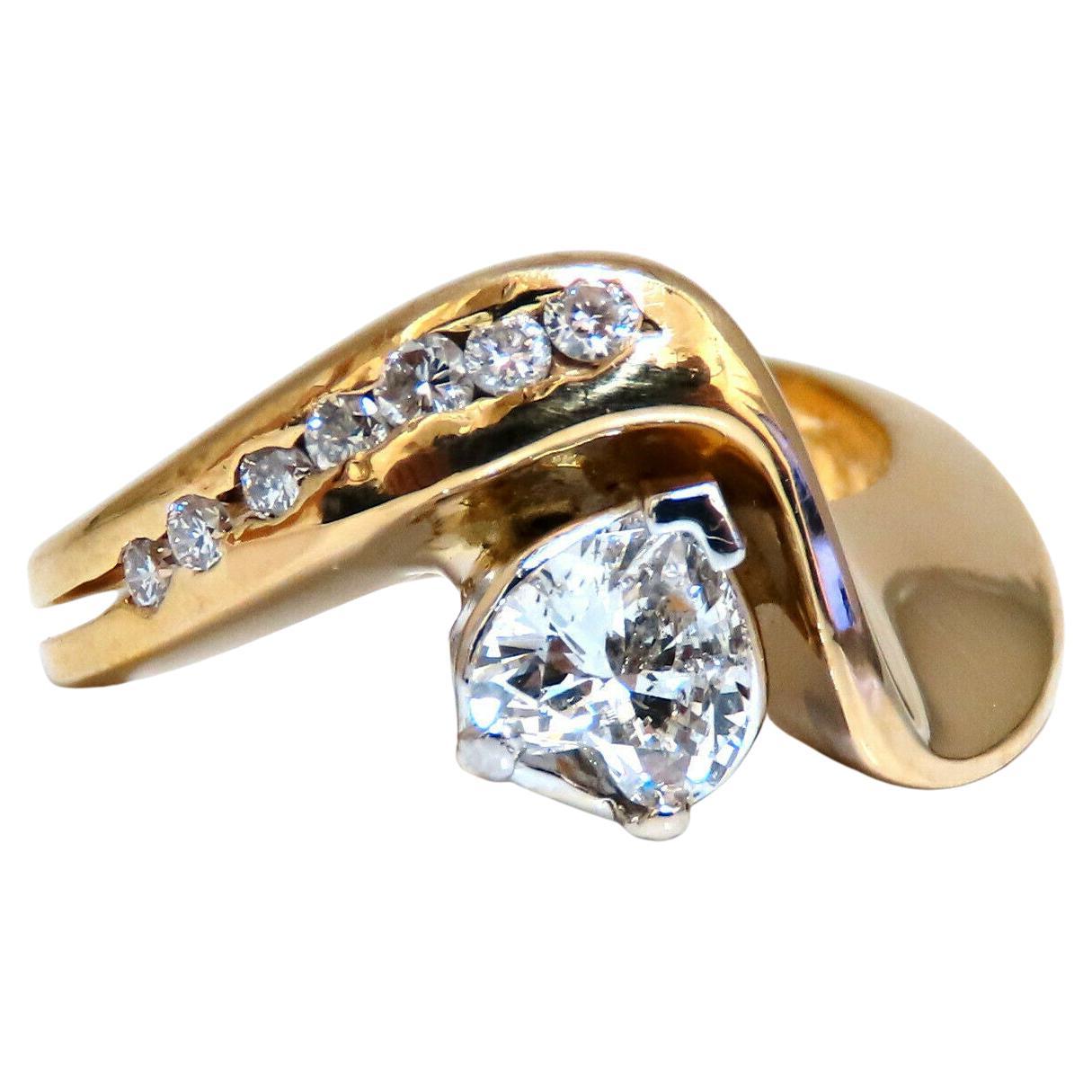 Bague classique en forme de cœur de 14 carats avec diamants de 0,61 carat certifiés GIA G/I1 en vente