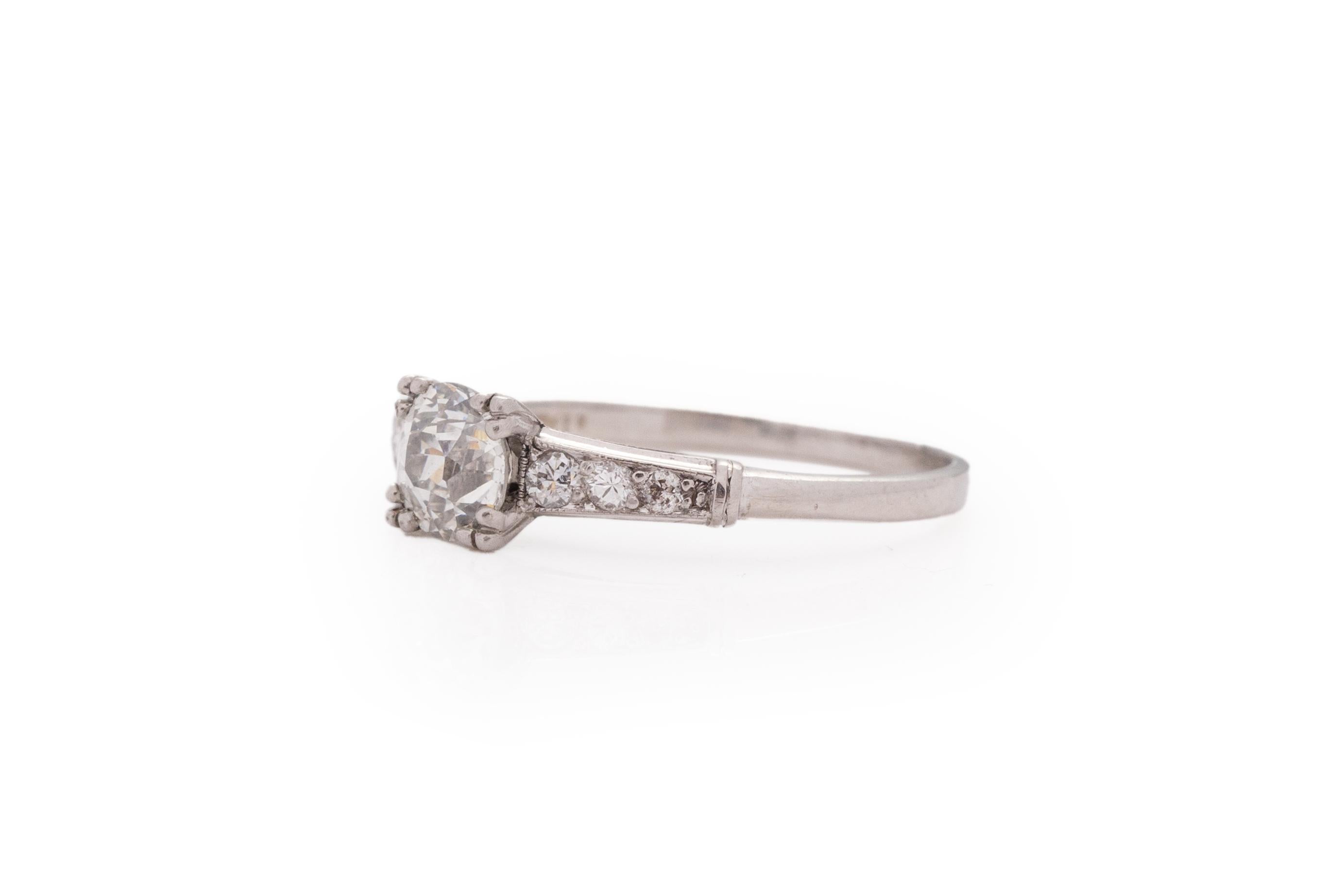 GIA-zertifizierter 0,62 Karat Art Deco Diamant Platin Verlobungsring, VEG#1734 (Art déco) im Angebot