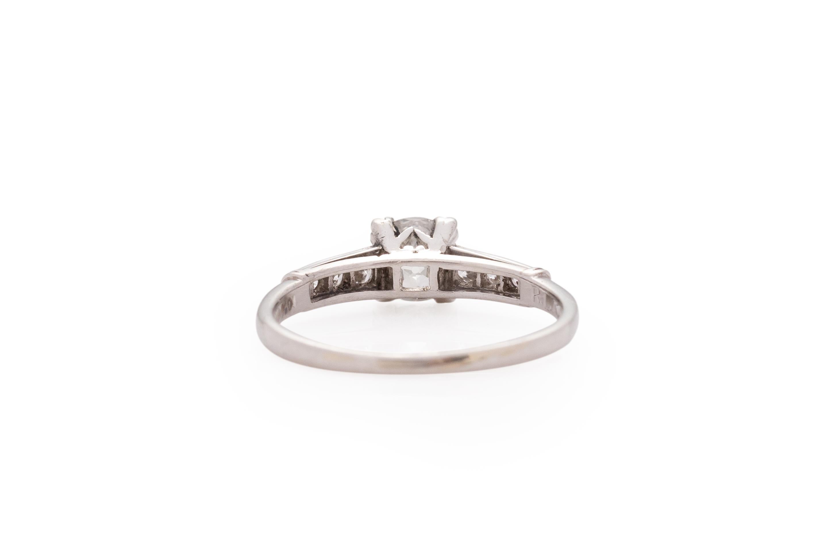 GIA-zertifizierter 0,62 Karat Art Deco Diamant Platin Verlobungsring, VEG#1734 (Alteuropäischer Schliff) im Angebot