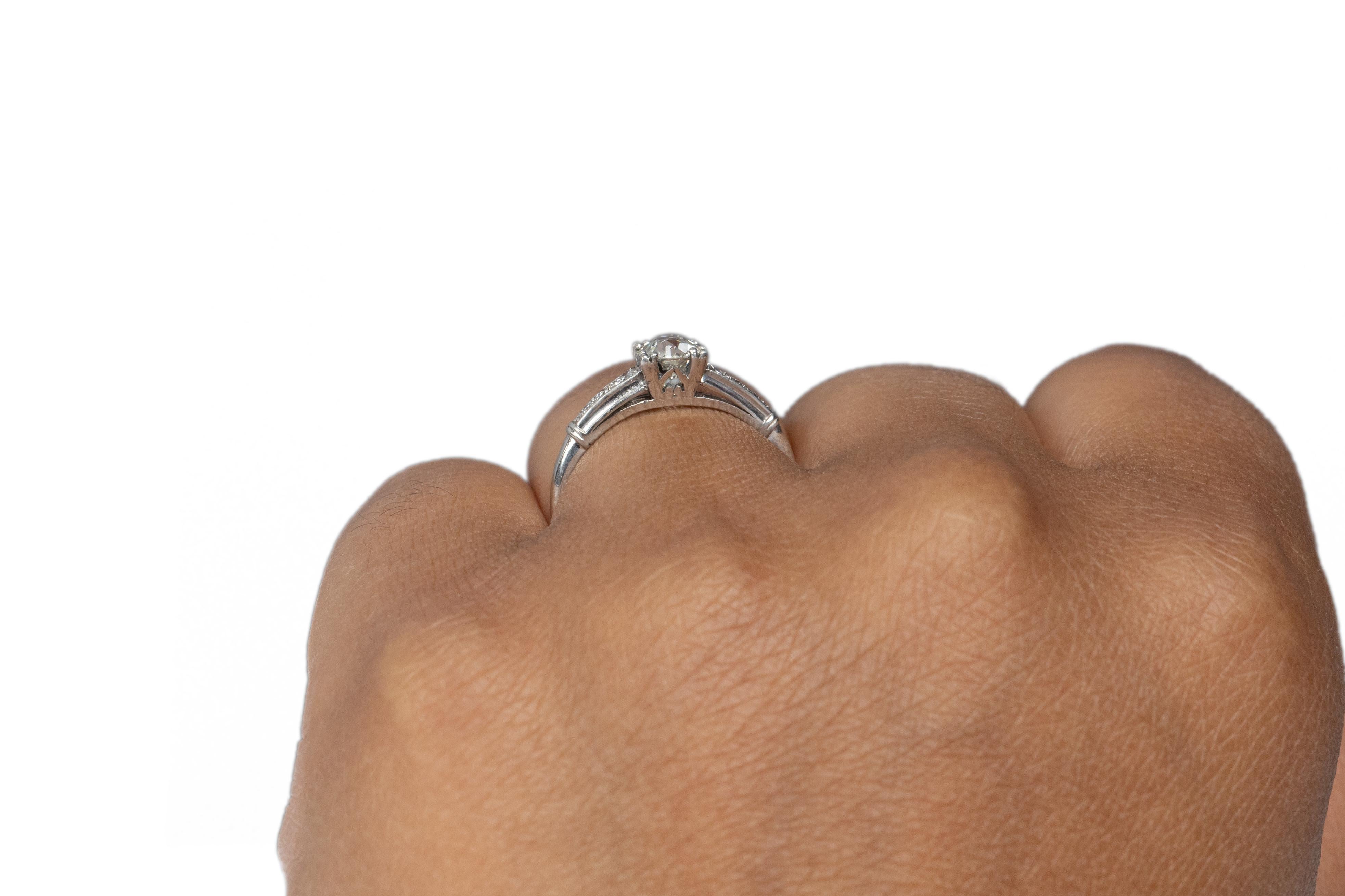 Old European Cut GIA Certified .62 Carat Art Deco Diamond Platinum Engagement Ring, VEG#1734 For Sale