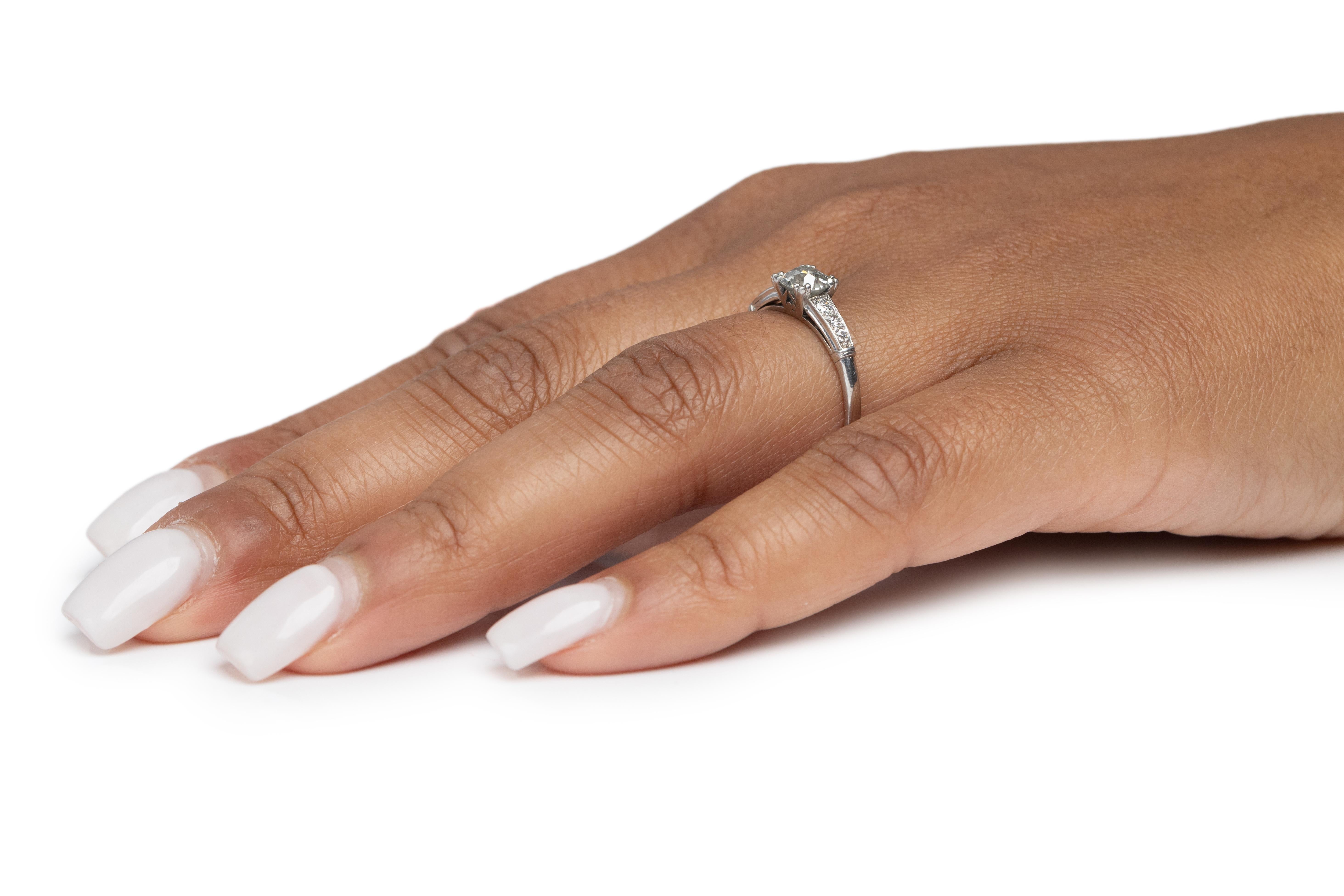 GIA Certified .62 Carat Art Deco Diamond Platinum Engagement Ring, VEG#1734 In Good Condition For Sale In Atlanta, GA