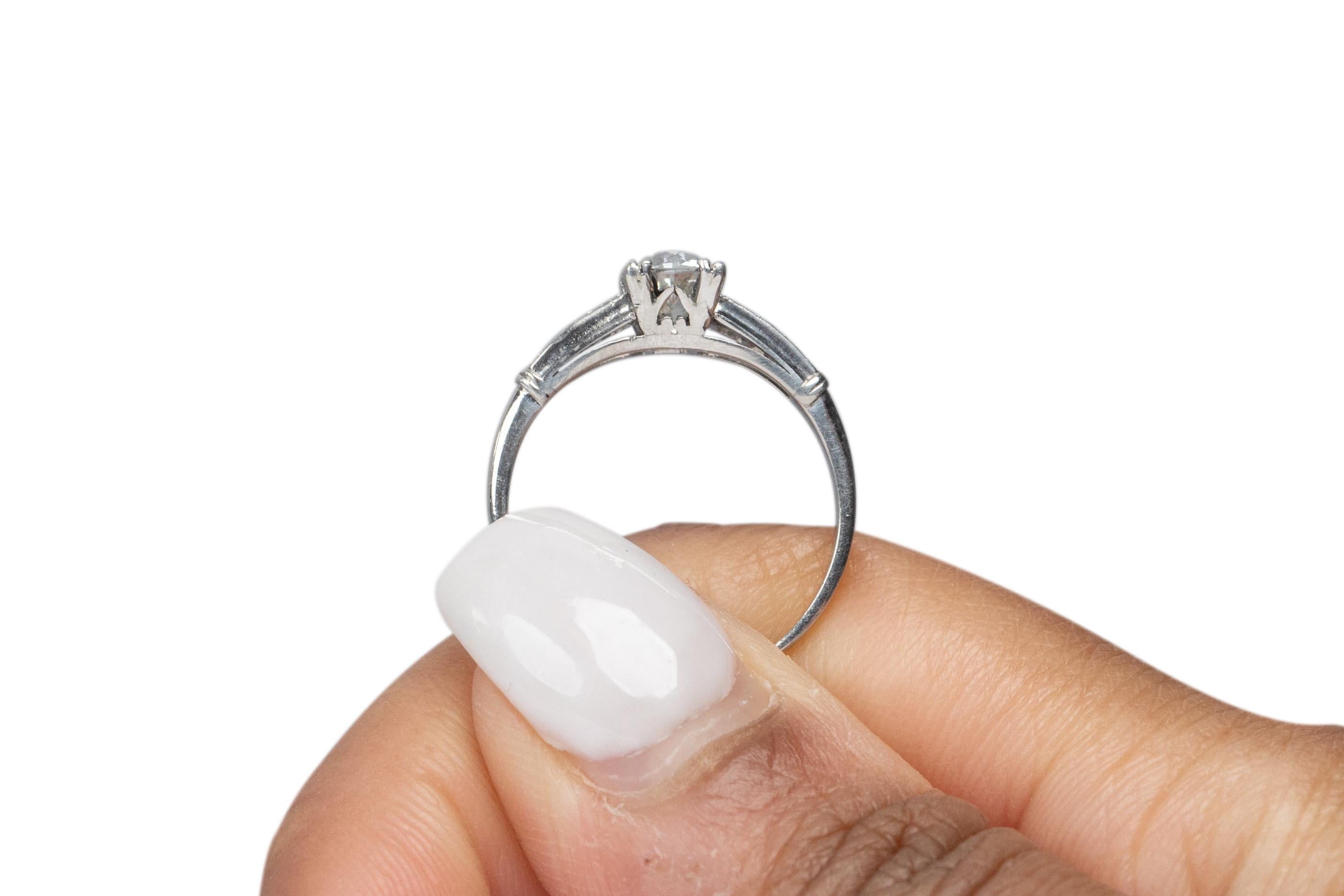 Women's GIA Certified .62 Carat Art Deco Diamond Platinum Engagement Ring, VEG#1734 For Sale