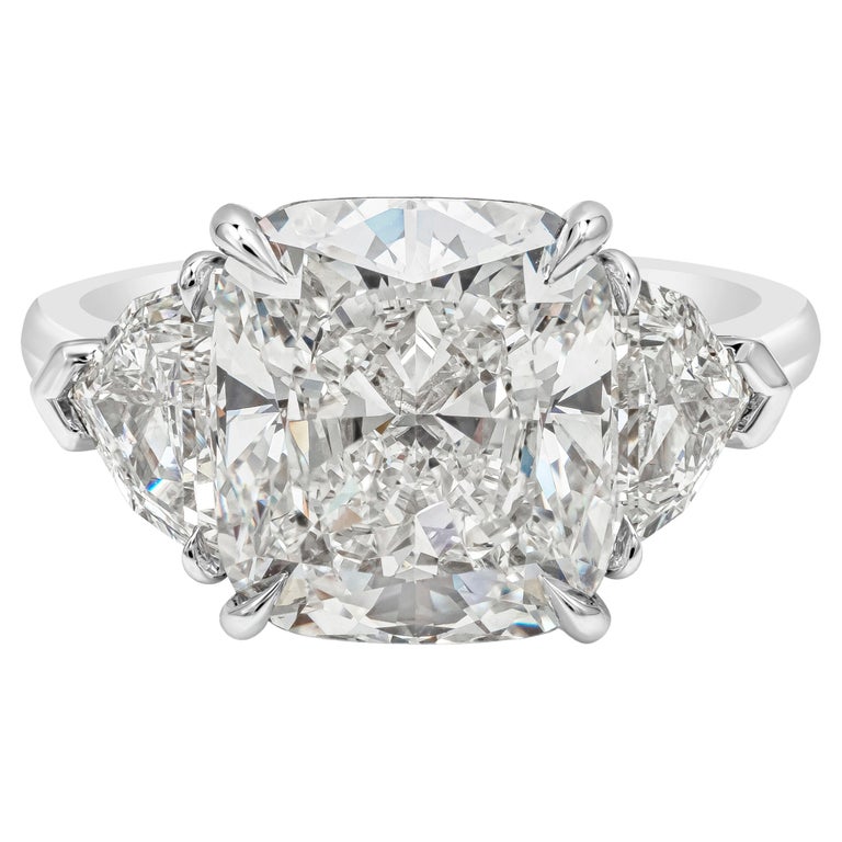 GIA Certified 6.20 Carat Cushion Cut Diamond Three-Stone Engagement ...