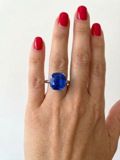 SSEF Certified 6.21 Carat No-Heat Blue Sapphire Ring