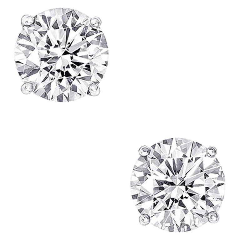 GIA Certified 6.21 Carat Round Cut Diamond Stud Earrings For Sale