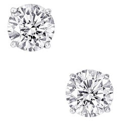 Clous d'oreilles en diamants taille ronde certifiés GIA de 6,21 carats