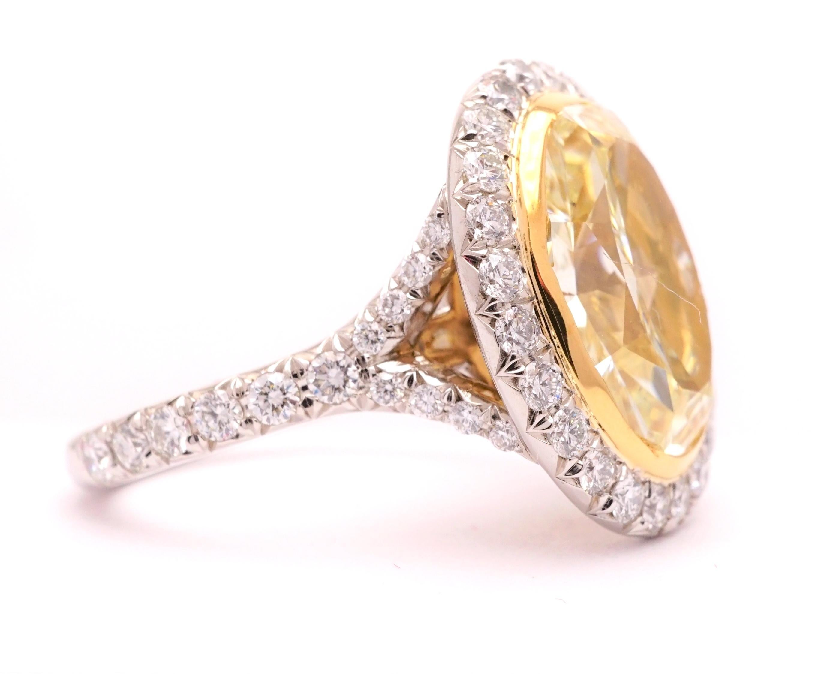 Oval Cut GIA Certified 5.12 Ct Fancy Yellow Oval Diamond Engagement Ring in Platinum
