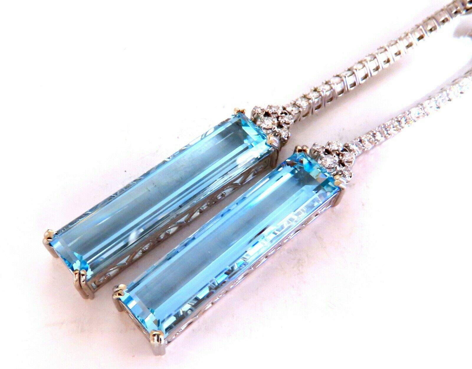 Women's or Men's GIA Certified 62.22Ct Natural Aquamarine Diamonds Dangle Earrings 18Kt Platinum For Sale
