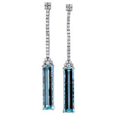 GIA Certified 62.22Ct Natural Aquamarine Diamonds Dangle Earrings 18Kt Platinum*