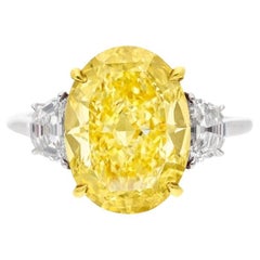Bague de fiançailles en platine avec diamant jaune fantaisie de 5 carats certifié GIA