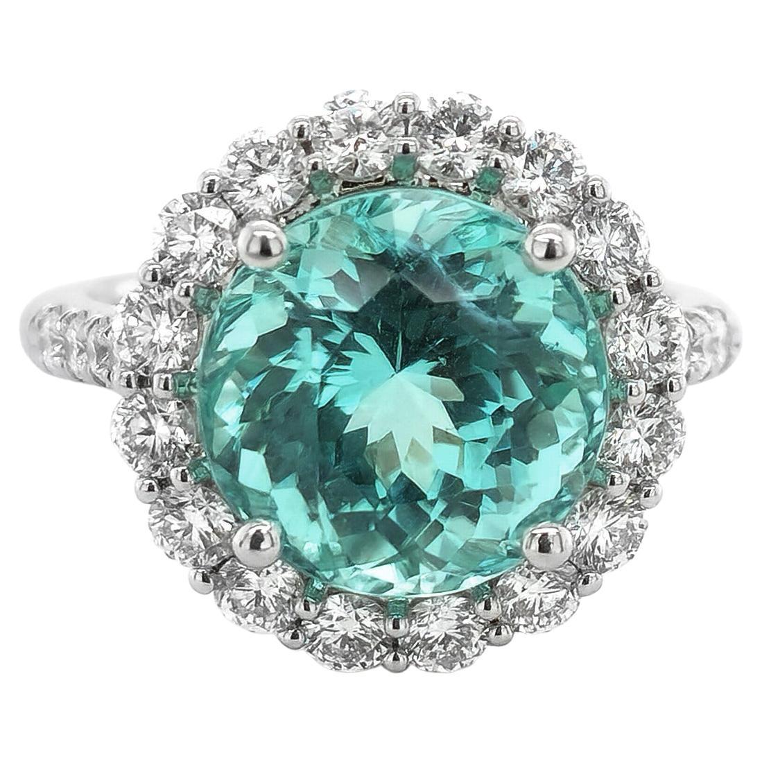 GIA Certified Natural Paraiba Tourmalin 6.26ct in Platinum Ring with Diamonds