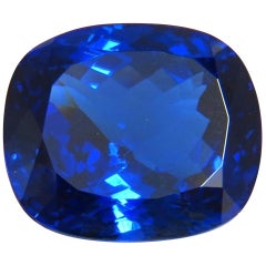 GIA Certified 62.60 Carat Natural Blue Cushion Cut Tanzanite Magnificent