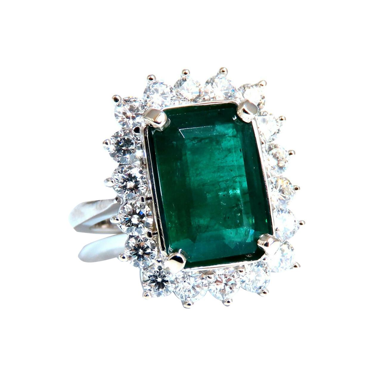 GIA Certified 6.26ct Natural Green Emerald Diamonds Ring 18kt Halo Prime