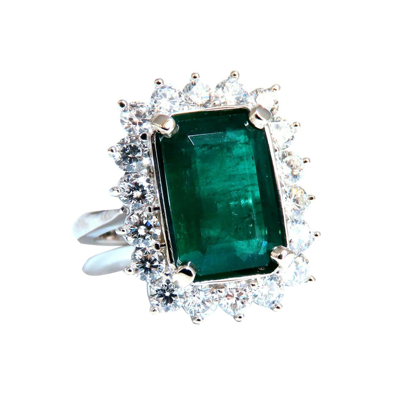 GIA Certificado 6.26ct Diamantes Esmeralda Verde Natural Anillo 18kt Halo Prime