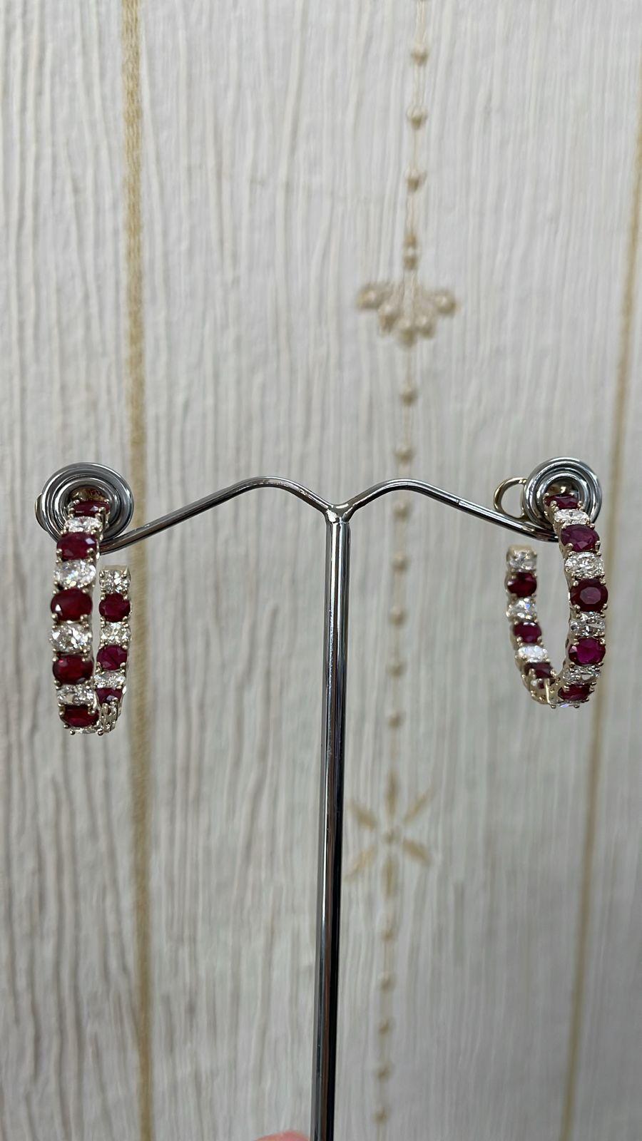 Women's or Men's GIA Certified 6.27 Carat Burma No Heat Ruby Pigeon Blood and Diamond Earrings For Sale