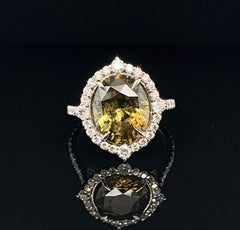 GIA Certified 6.27ct Special Oval Alexandrite and Diamond Ring