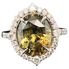 GIA Certified 6.27ct Special Oval Alexandrite and Diamond Ring