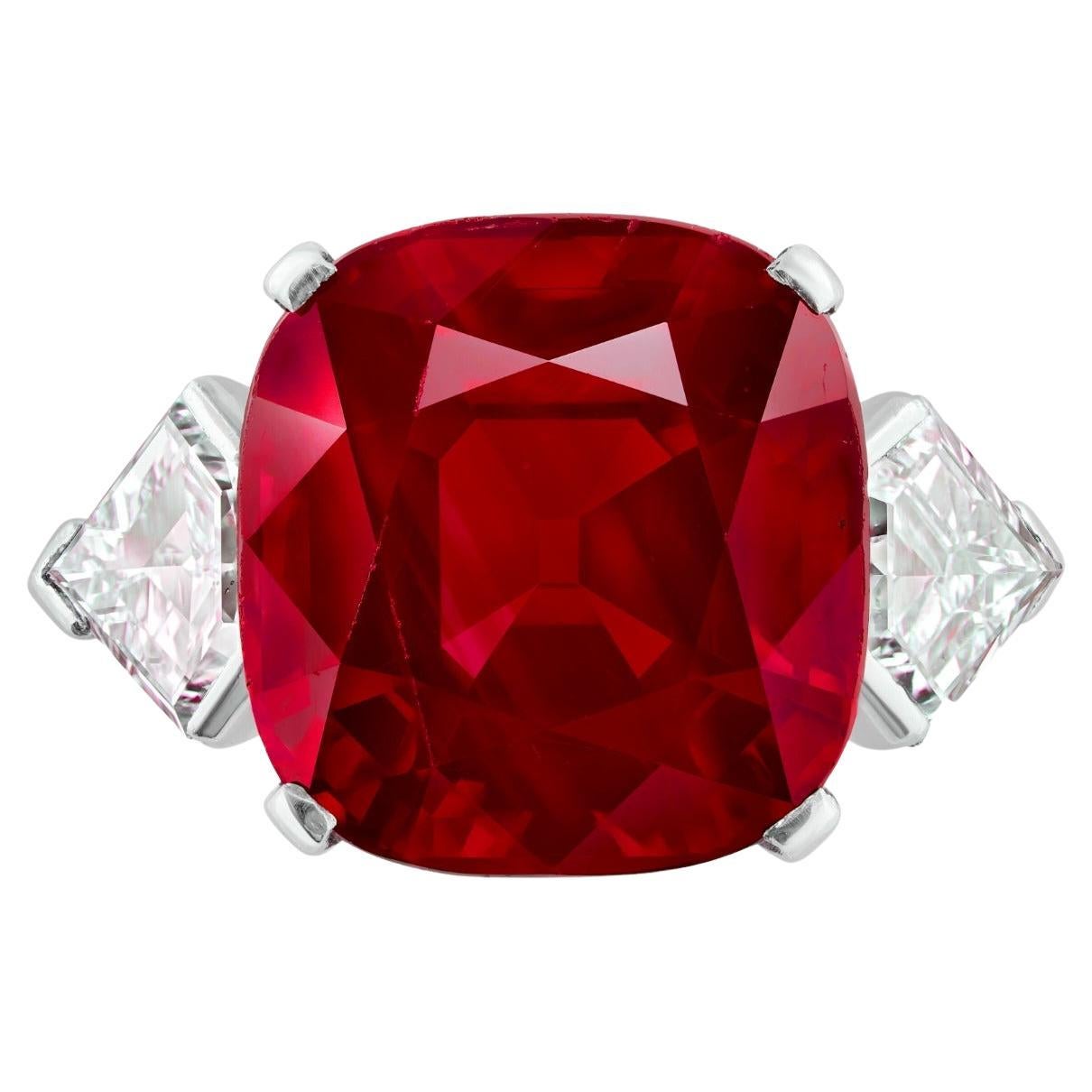 GIA Certified 6.28 Carat Unheated Ruby Diamond Cocktail Ring