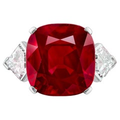 GIA Certified 6.28 Carat Unheated Ruby Diamond Cocktail Ring