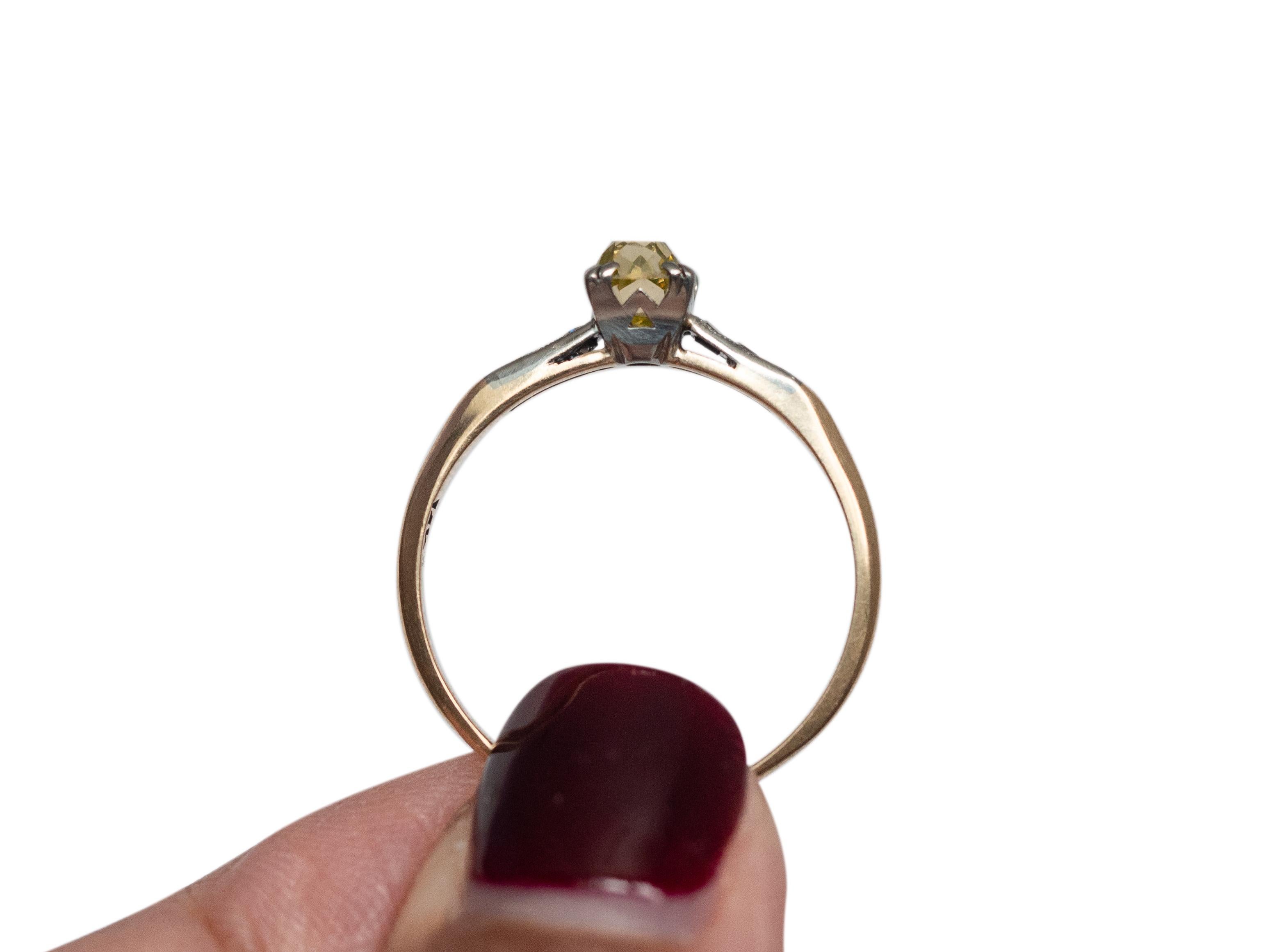 Old European Cut GIA Certified .63 Carat Art Deco Diamond 14 Karat Yellow Gold Engagement Ring